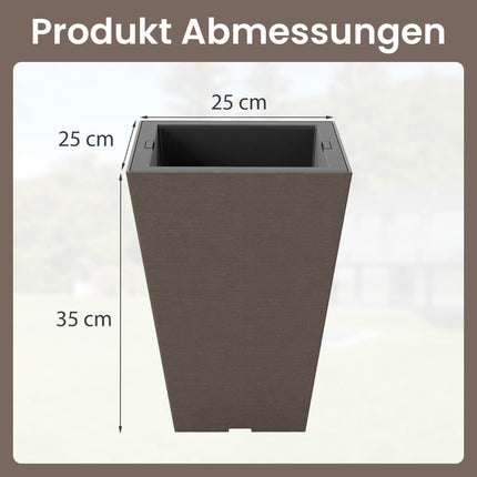 Self-Watering Planters with Drainage, Set of 2, Brown