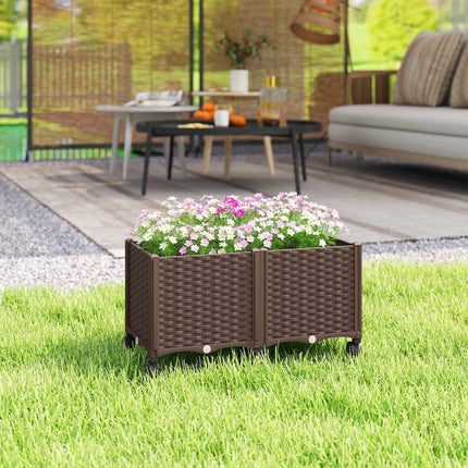 Self-Watering Raised Garden Bed with Wheels, Plastic