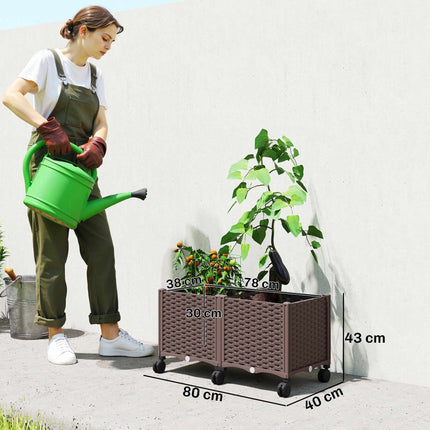 Self-Watering Raised Garden Bed with Wheels, Plastic