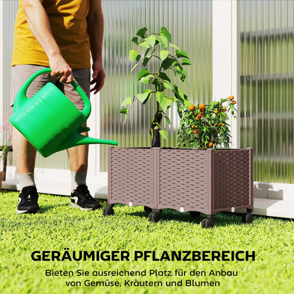Self-Watering Raised Garden Bed with Wheels, Plastic