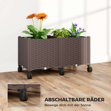 Self-Watering Raised Garden Bed with Wheels, Plastic