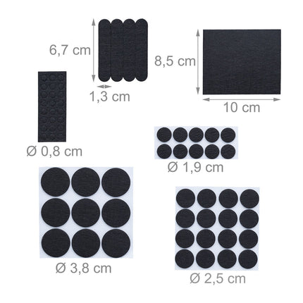 Self-adhesive felt sliders 204-pack