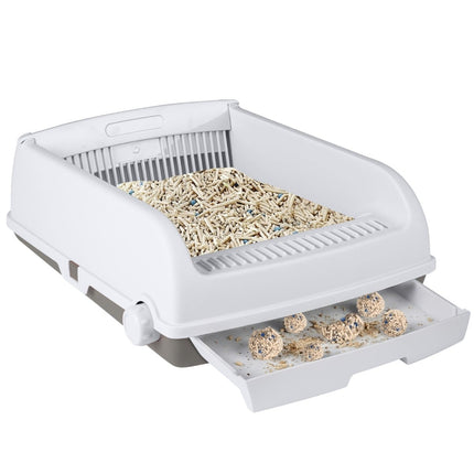 Semi-Automatic Cat Litter Box with Drawer & Scoop
