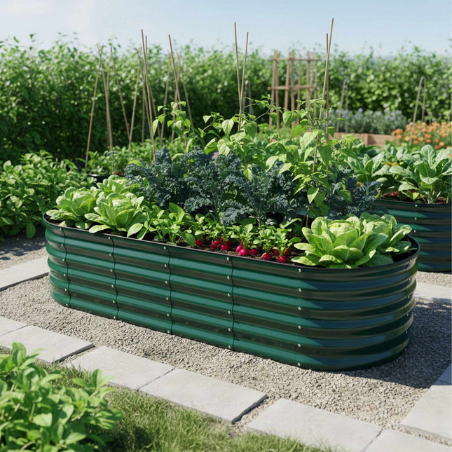 Semi-Circular Metal Planter, Weatherproof Raised Bed