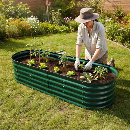 Semi-Circular Metal Planter, Weatherproof Raised Bed