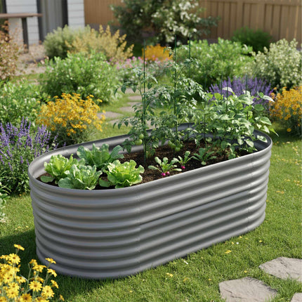 Semi-Circular Metal Raised Garden Bed, Galvanized Steel