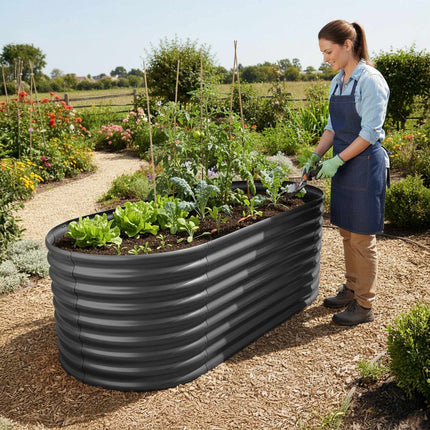 Semi-Circular Raised Garden Bed, Galvanized Steel
