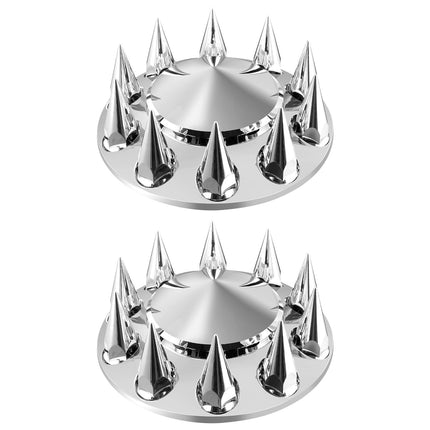 Semi Truck Front Axle Wheel Covers, Spiked ABS Chrome