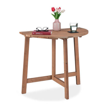 Semi-round flap table wood brown