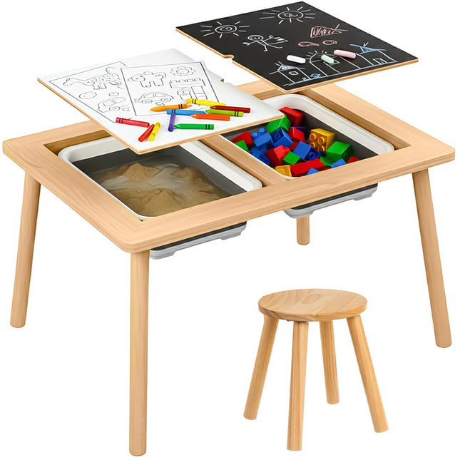 Sensory Table with Chair, Beech Wood, Double-Sided