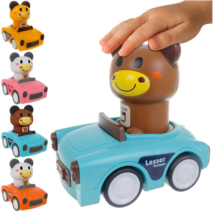 Sensory Toy Cars with Animals, 4-Pack, Push-and-Go