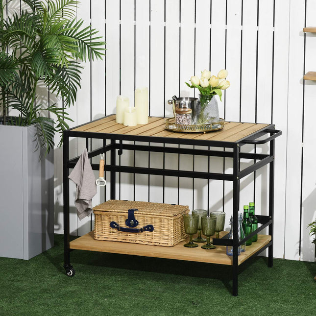 Outdoor trolley with shelves and hooks - 107 x 65 x 80 cm