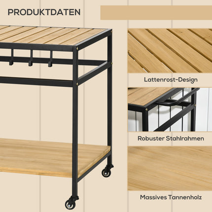 Outdoor trolley with shelves and hooks - 107 x 65 x 80 cm