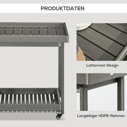 Outdoor barbecue cart with towel rack and 2 shelves, 87x50x80cm