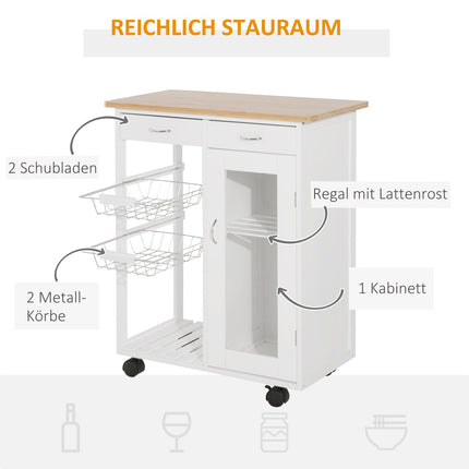 White wooden kitchen trolley - Practical and stylish design