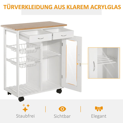 White wooden kitchen trolley - Practical and stylish design