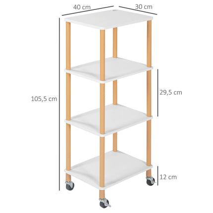Serving trolley in steel, 4-level, 40x30x105.5 cm