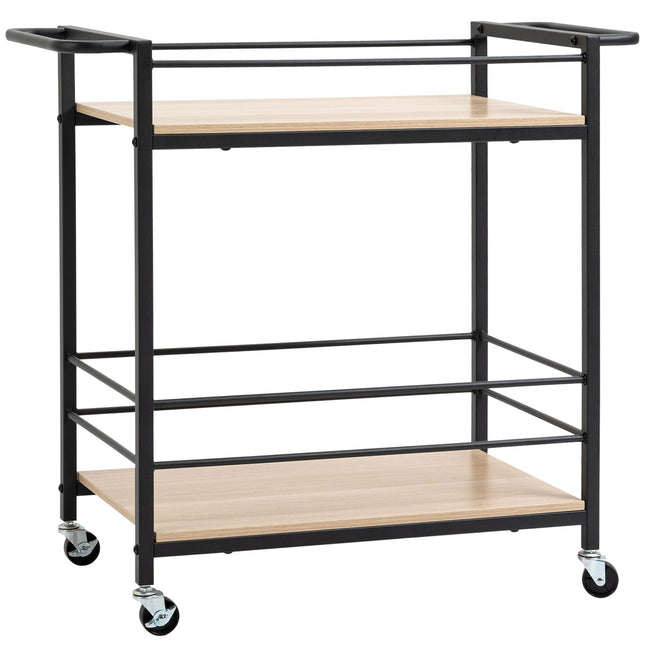 Kitchen serving trolley, 2-story, wheels with brakes, 60 kg capacity