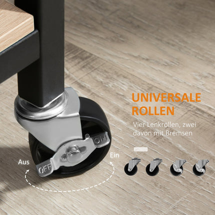 Kitchen serving trolley, 2-story, wheels with brakes, 60 kg capacity