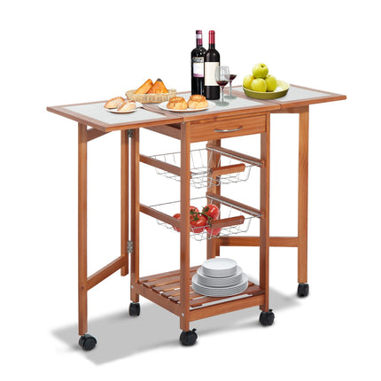 Collapsible kitchen trolley with drawers - space-saving & practical