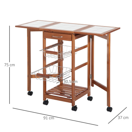Collapsible kitchen trolley with drawers - space-saving & practical