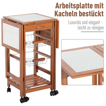 Collapsible kitchen trolley with drawers - space-saving & practical