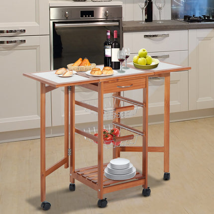 Collapsible kitchen trolley with drawers - space-saving & practical