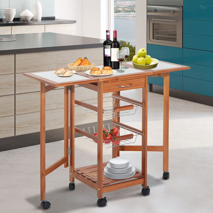 Collapsible kitchen trolley with drawers - space-saving & practical