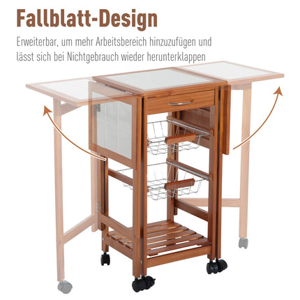 Collapsible kitchen trolley with drawers - space-saving & practical