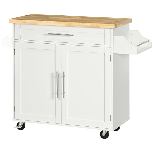 Kitchen trolley with worktop, spice rack & towel holder