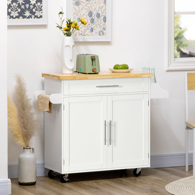 Kitchen trolley with worktop, spice rack & towel holder
