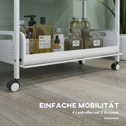 Folding 3-level serving trolley in steel with net baskets