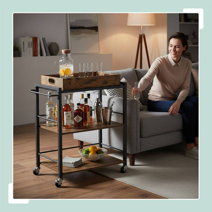 Serving Trolley with Removable Tray and Brakes