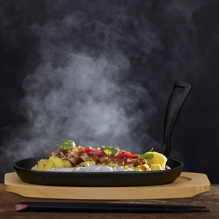 Serving pan with wooden base 2-pack