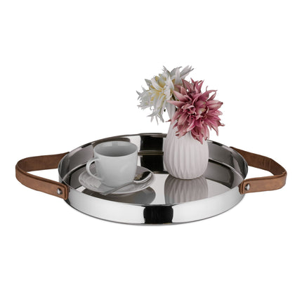 Serving tray in silver with handle