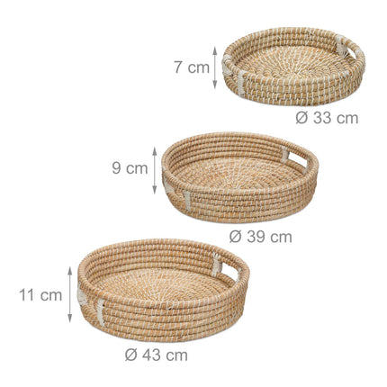 Serving tray set of 3 round