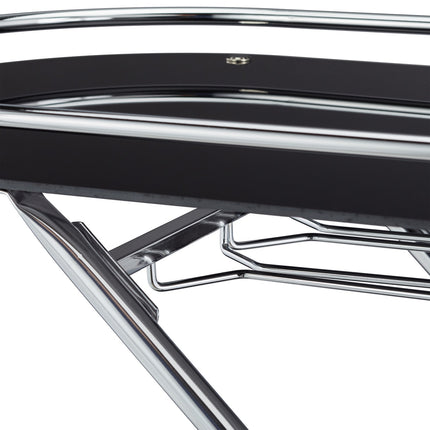Serving trolley chrome and black glass