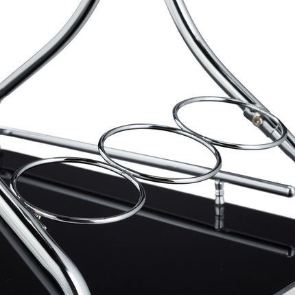 Serving trolley chrome and black glass
