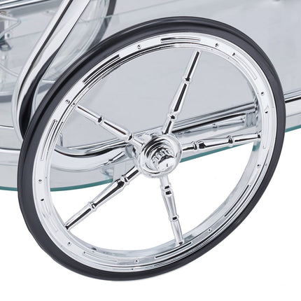 Serving trolley chrome and glass