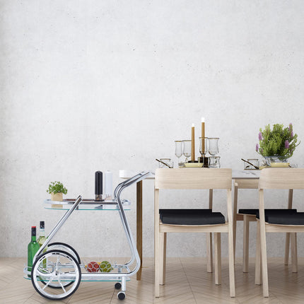 Serving trolley chrome and glass