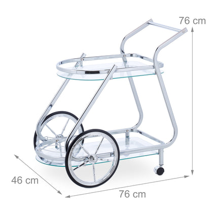 Serving trolley chrome and glass