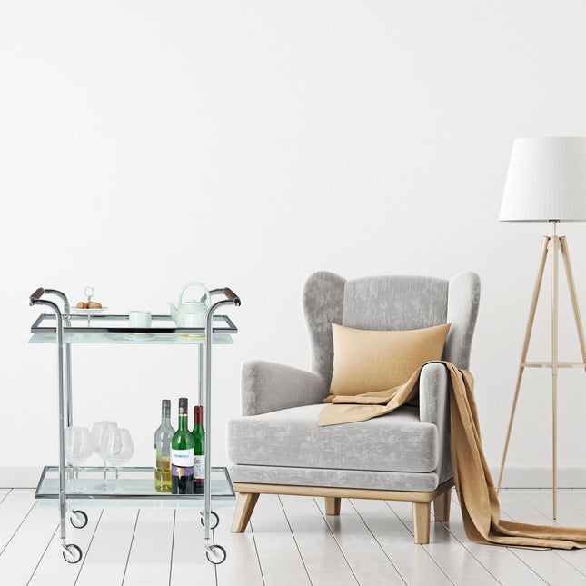 Serving trolley frosted glass