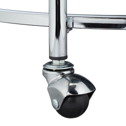 Serving trolley round silver