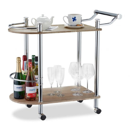 Serving trolley with 2 shelves