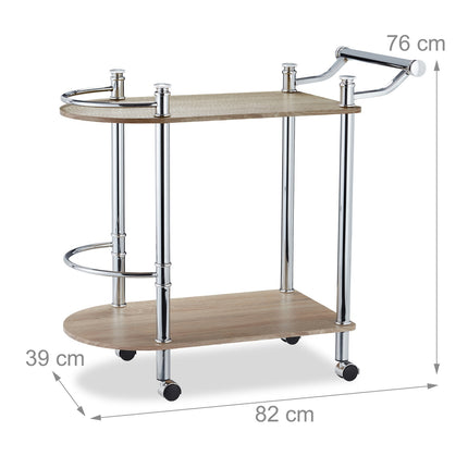 Serving trolley with 2 shelves