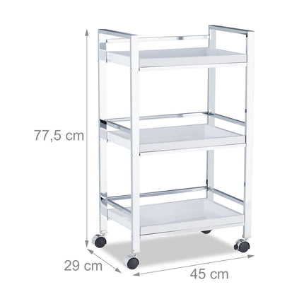 Serving trolley with 3 removable trays