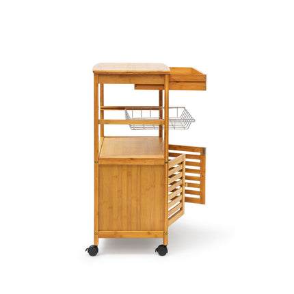 Serving trolley with cabinet compartment