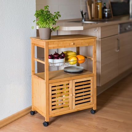 Serving trolley with cabinet compartment