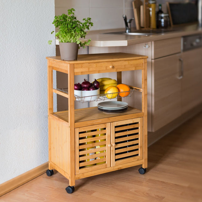 Serving trolley with cabinet compartment