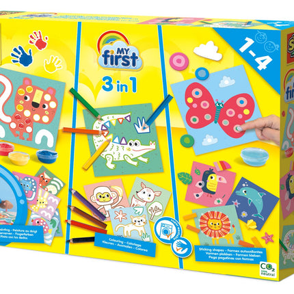 Ses My First 3 In 1 Fingerpainting Set With Colouring And Sticking Shapes